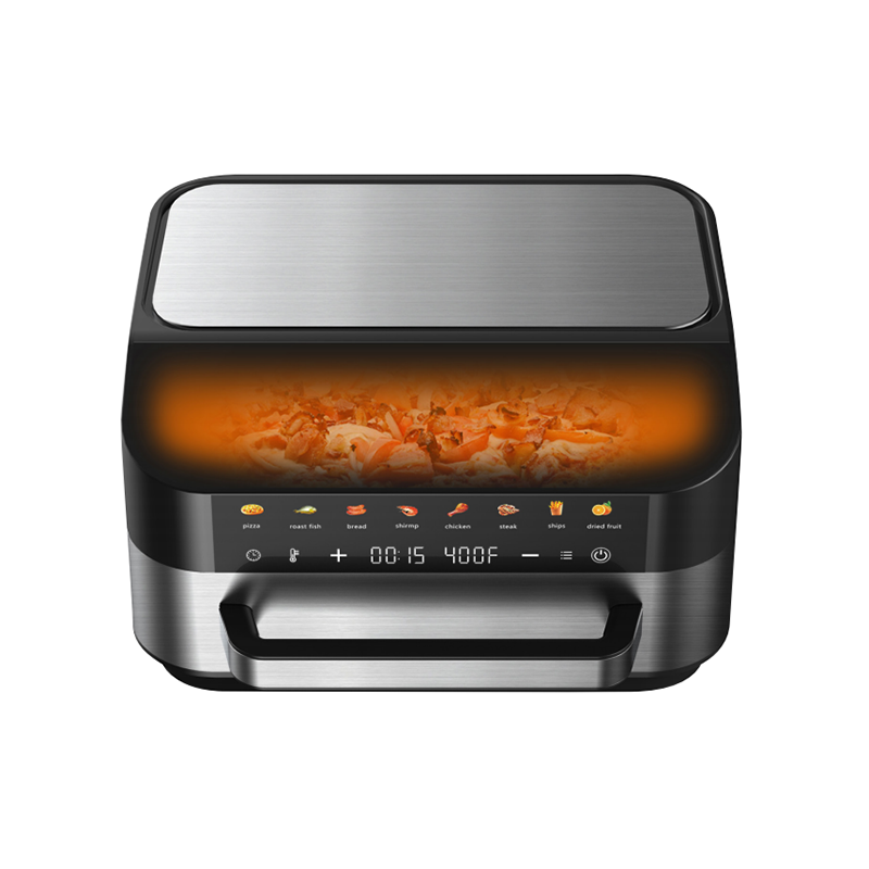 What safety features does the air fryer have, especially regarding hot surfaces and steam release?